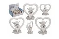 Anděl v srdci s křišťálovým srdcem - polyresinová figurka, 5,2 × 2,8 × 5,8 cm, mix motivů
