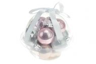 Vánoční kouličky na stromeček, růžová perleť - Set 12ks 30mm