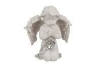 Klečící andílek s křišťálovým srdcem - polyresinová figurka, mix vzorů, 7,5 cm