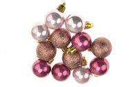 Vánoční kouličky na stromeček, červená perleť - Set 12ks 30mm
