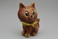 Sádrová pokladnička v dárkovém celofánu - Hnědá kočička (17cm)