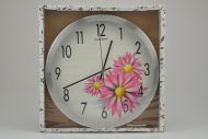 Nástěnné hodiny TIMEGOLD (28cm) - Růžové květy
