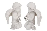 Klečící andílek s křišťálovým srdcem - polyresinová figurka, mix vzorů, 7,5 cm