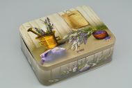 Plechový box na čaje s šesti přihrádkami a motivem levandule - BANQUET