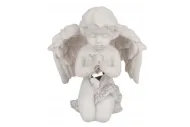 Klečící andílek s křišťálovým srdcem - polyresinová figurka, mix vzorů, 7,5 cm