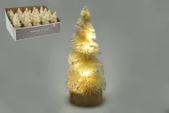Vánoční stromeček 15 cm - krémový s LED osvětlením (8 LED)