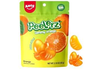 Amos Peelerz Gummy Orange 65 g - Želé bonbóny s pomerančovou náplní