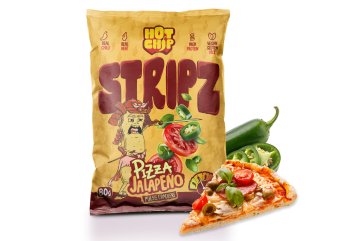 HOT-CHIP Stripz Pizza Jalapeño 80 g - luštěninové stripsy s příchutí pizzy