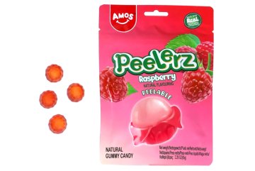 Amos Peelerz Gummy Raspberry 65 g - Loupací želé bonbony malina