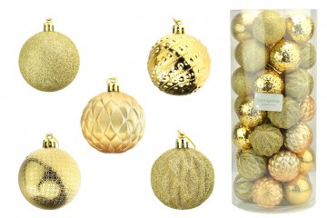 Velký set Vánočních kouliček (5.5cm) - Zlaté, 35ks Velký set Vánočních kouliček (5.5cm) - Zlaté, 35ks