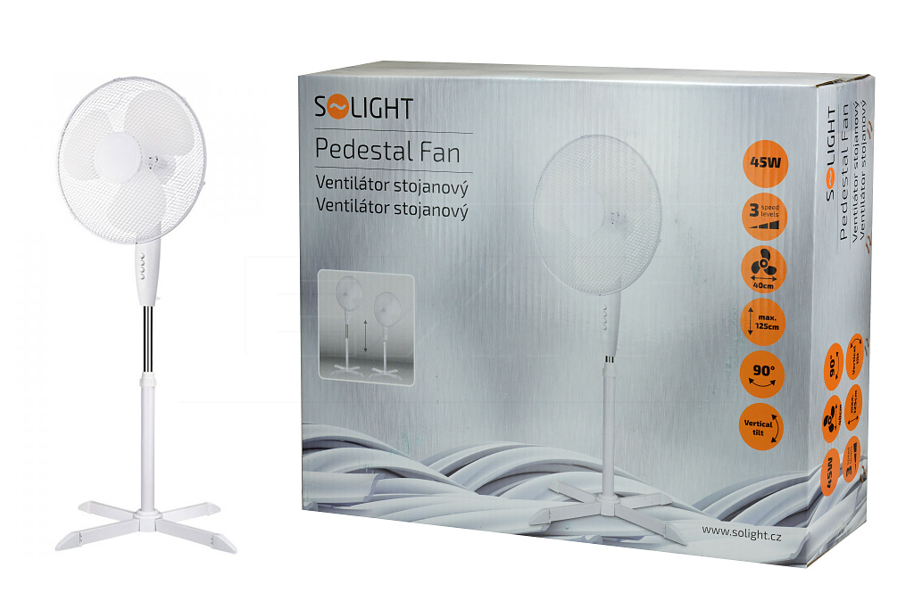 Stojanový ventilátor Solight 40cm, 45W - Bílý 8592718022204 Stojanový ventilátor Solight 40cm, 45W - Bílý 8592718022204