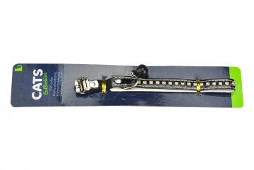 Obojek pro kočku s kamínky a rolničkou CATS (23-28cm) - Černý Obojek pro kočku s kamínky a rolničkou CATS (23-28cm) - Černý