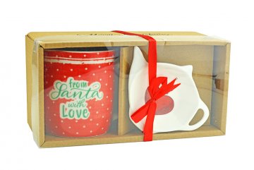Dárková krabička na hrnek s vánočním motivem - Červený
