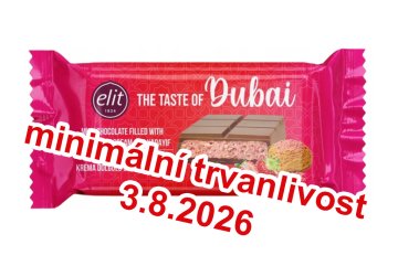 Dubajská čokoláda s jahodovým krémem 90g (DMT.3.8.2026)