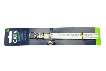 Obojek pro kočku s kamínky a rolničkou CATS (23-28cm) - Bílý Obojek pro kočku s kamínky a rolničkou CATS (23-28cm) - Bílý