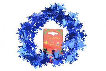 Vánoční dekorace, drátek s vločkami - Modrý
