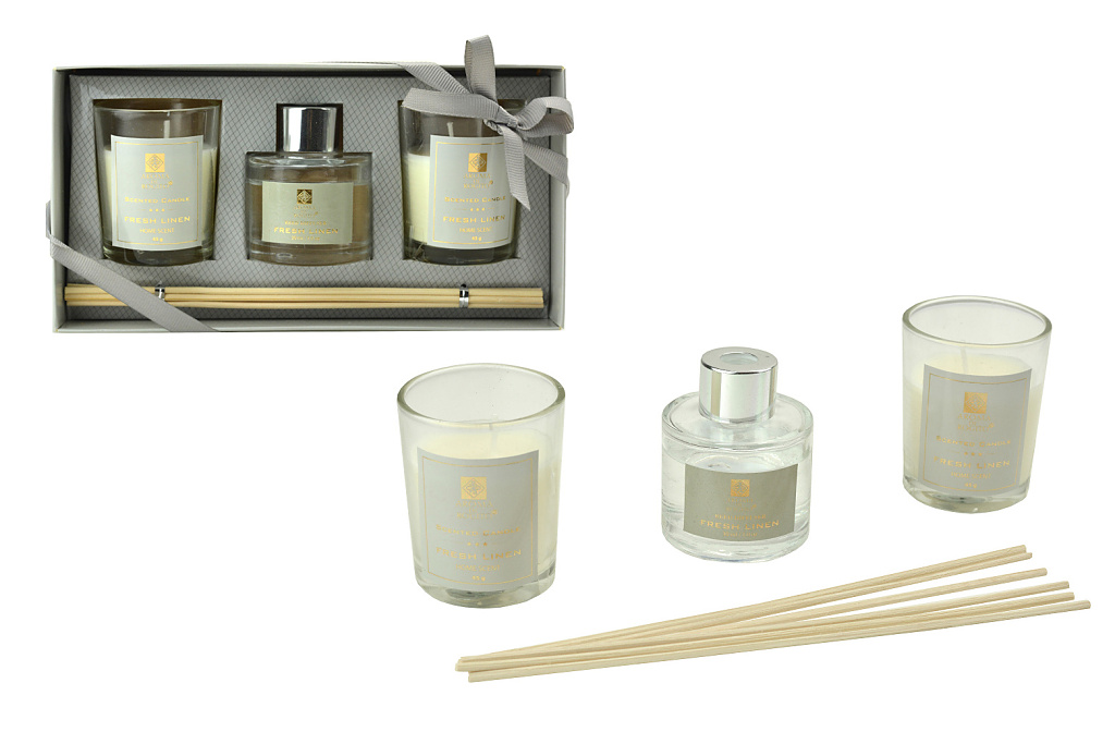 Aroma set 2ks vonná svíčka 45g, 1ks difuzer 30ml - Svěží lilie Aroma set 2ks vonná svíčka 45g, 1ks difuzer 30ml - Svěží lilie