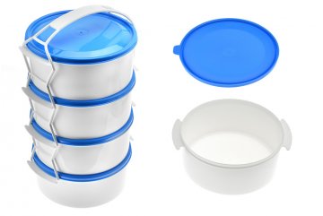 Plastový jídlonosič 4 dílný 4x1,1l - Modrý (27cm) Plastový jídlonosič 4 dílný 4x1,1l - Modrý (27cm)