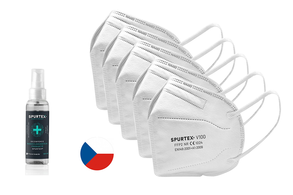 Balení 5x Nanorespirátor SpurTex + dezinfekce Balení 5x Nanorespirátor SpurTex + dezinfekce