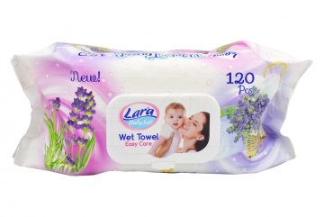 Vlhčené ubrousky LARA 120ks (15x18cm) - Levandule Vlhčené ubrousky LARA 120ks (15x18cm) - Levandule