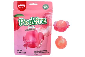 Amos Peelerz Gummy Peach 65 g - Želé bonbóny s broskvovou náplní