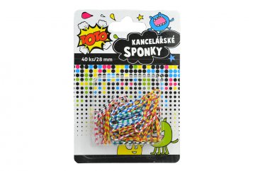 Barevné proužkované kancelářské sponky TOTO (28mm) 40ks Barevné proužkované kancelářské sponky TOTO (28mm) 40ks
