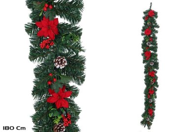 Vánoční girlanda s dekoracemi 180 cm - slavnostní vánoční výzdoba