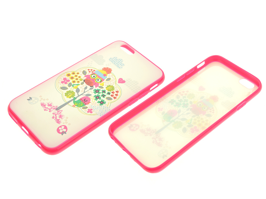 Plastové pouzdro na iphone 6, 4.7 - Sova na stromě, růžové Plastové pouzdro na iphone 6, 4.7 - Sova na stromě, růžové