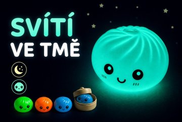 Svítící antistresový knedlíček - Squishy Bun Glow in the Dark Edition