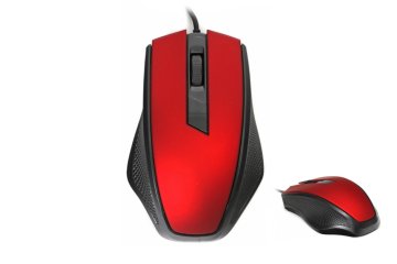 Omega OM-08 - Drátová USB optická myš s rozlišením 1200 DPI - Červená
