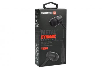 Stereo sluchátka s mikrofonem SWISSTEN YS500 METAL DYNAMIC - Černé Stereo sluchátka s mikrofonem SWISSTEN YS500 METAL DYNAMIC - Černé
