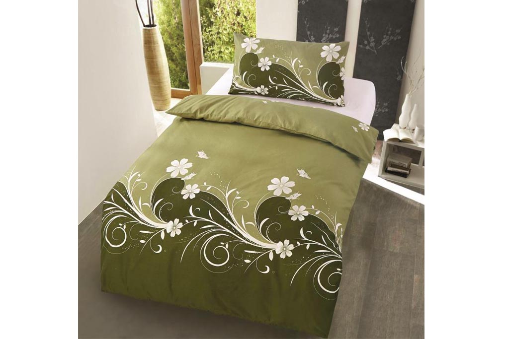 Microtop povlečení 140x200+70x90 Květinové vlny - Rákosová zeleň Microtop povlečení 140x200+70x90 Květinové vlny - Rákosová zeleň