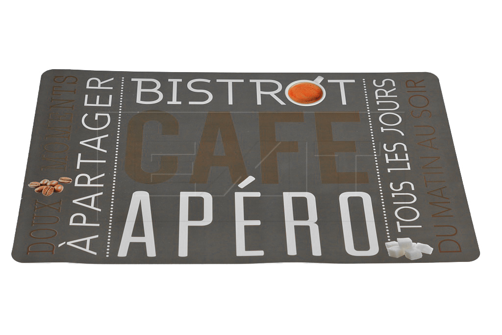 Vinylové prostírání (43.5x28.5cm) - CAFE APÉRO - Šedé Vinylové prostírání (43.5x28.5cm) - CAFE APÉRO - Šedé