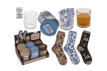 Dárková sada sklenice a ponožky - Rum, Whiskey nebo Gin
