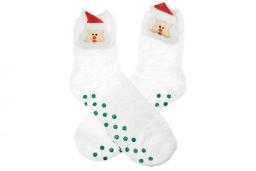 Vánoční ponožky s protiskluzovou podrážkou - Santa, vel.38-39, bílé