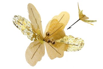 Umělá květina s bobulemi na klipu 23 cm - Zlatá, flexibilní dekorace