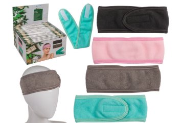 Kosmetická lázeňská čelenka na vlasy se suchým zipem - froté, mix barev
