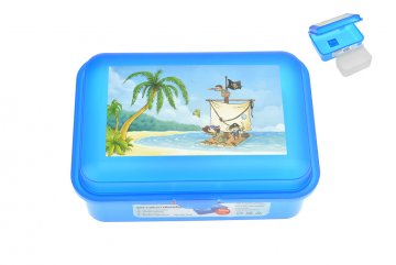 Box s dělící přepážkou 180 x 130 x 70 mm, piráti, modrá