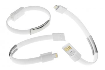 Silikonový náramek pro nabíjení telefonu, Lightning - Bílý Silikonový náramek pro nabíjení telefonu, Lightning - Bílý