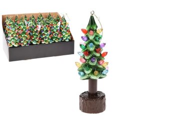 Vánoční stromek s LED osvětlením - dekorovaný smrček 16 cm