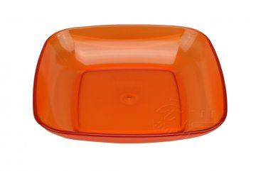Průhledná plastová miska na potraviny IRAK 700ml - Oranžová (19x19x3,5cm) Průhledná plastová miska na potraviny IRAK 700ml - Oranžová (19x19x3,5cm)