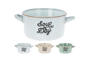 Miska polévková 500 ml SOUP, 2 ucha, kamenina, mix barev