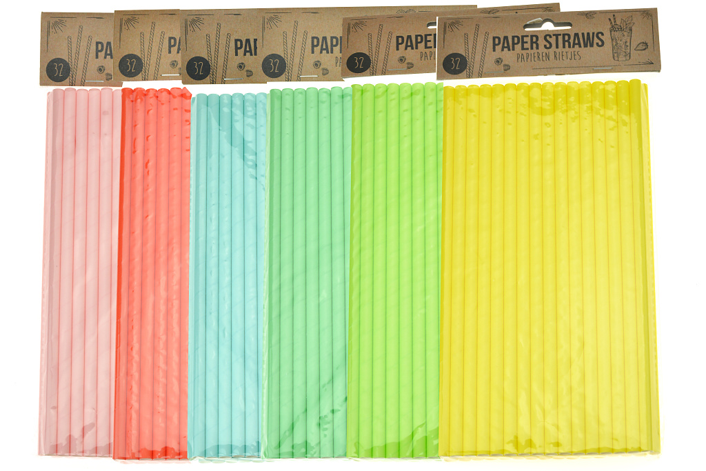 Papírová brčka 24cm - Set 32ks, mix barev Papírová brčka 24cm - Set 32ks, mix barev