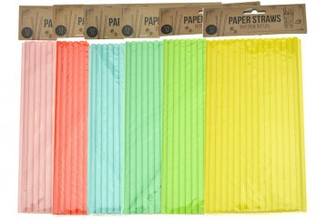Papírová brčka 24cm - Set 32ks, mix barev Papírová brčka 24cm - Set 32ks, mix barev