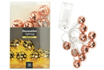 Svítící koule na baterie DECORATIVE 10LED (120x2.5cm) - Měděné, teplá bílá Svítící koule na baterie DECORATIVE 10LED (120x2.5cm) - Měděné, teplá bílá