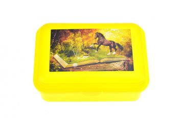 Svačinová krabička 180 x 130 x 70 mm, sny kůň, žlutá