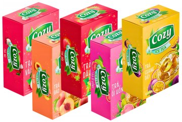 Degustační balíček vietnamských instantních čajů Cozy - 5 příchutí, 80 sáčků / 1,2 kg