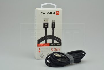 Datový kabel SWISSTEN Micro USB v odolném zpracování (3m)