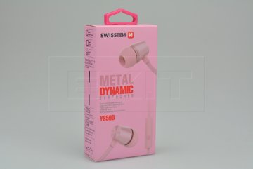 Stereo sluchátka s mikrofonem SWISSTEN YS500 METAL DYNAMIC - Růžové