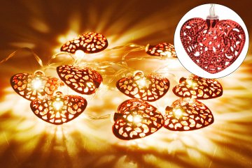 Svítící srdíčka na baterie DECORATIVE 10LED (165x5cm) - Červené, teplá bílá Svítící srdíčka na baterie DECORATIVE 10LED (165x5cm) - Červené, teplá bílá